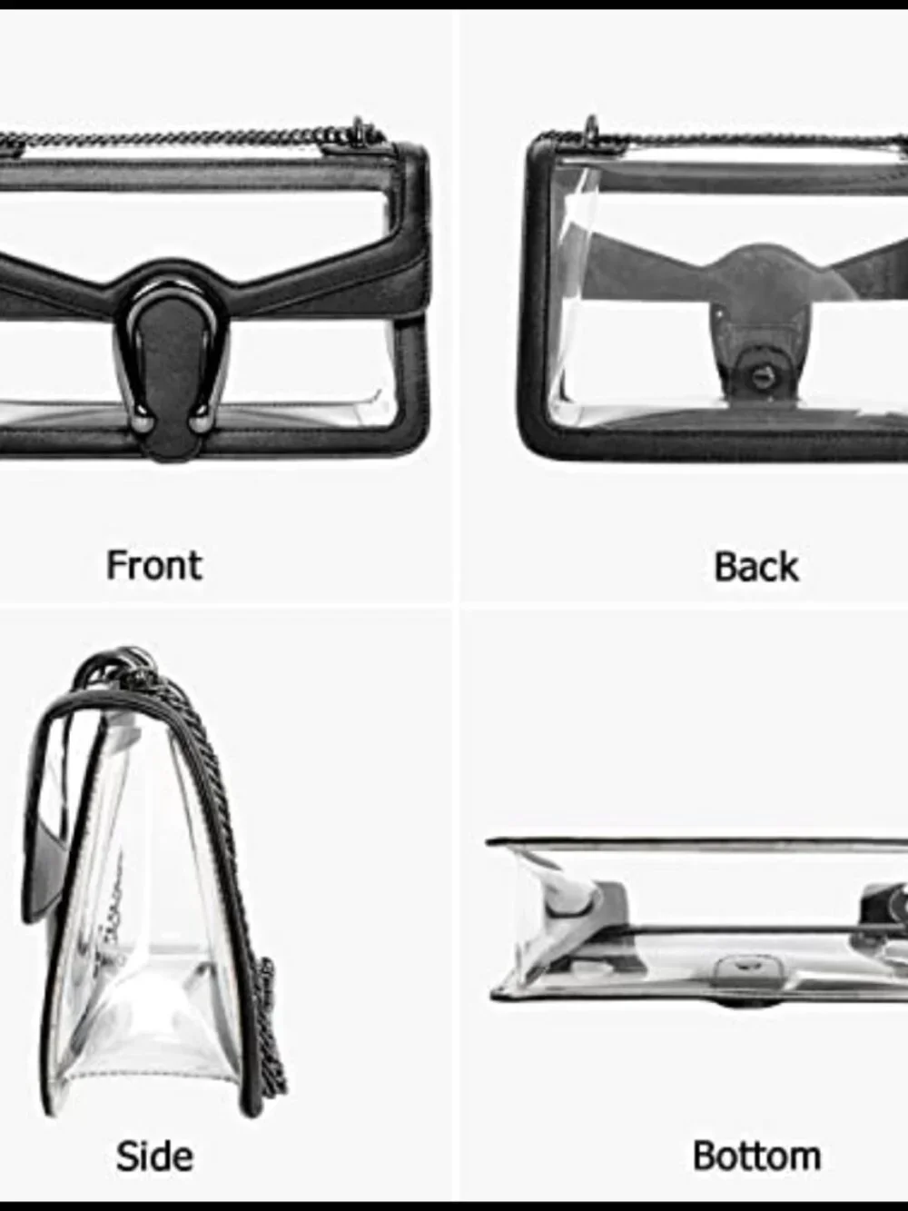 Clear PVC Vegan Leather Hobo Handbag Chain Strap Shoulder Bag